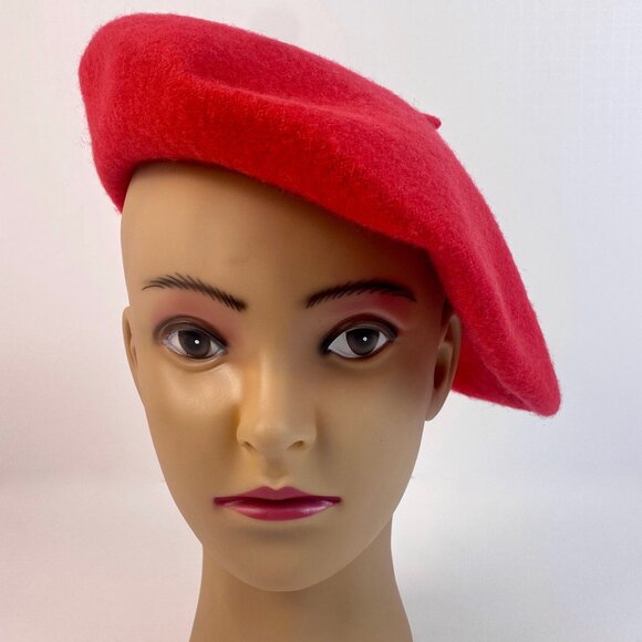 Classic Red French Beret Parisian Cap 100% Wool Blend - Picture 2 of 15